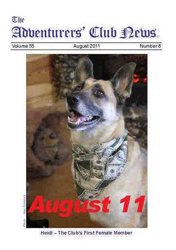 August 2011 Adventurers Club News Cover